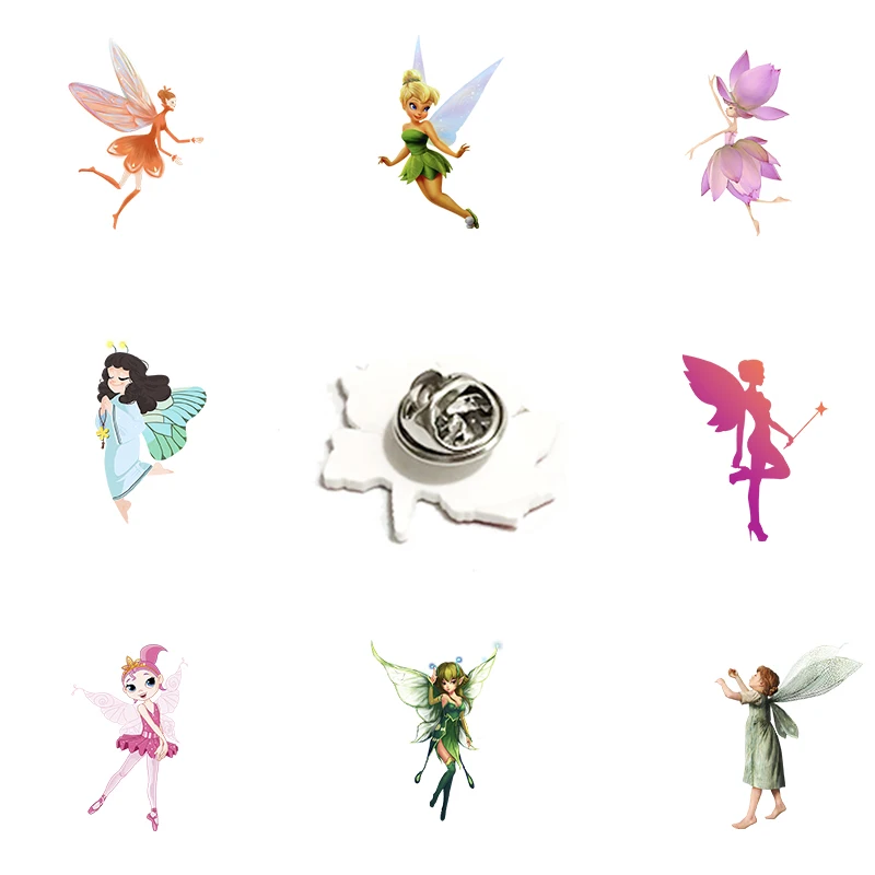 Disney Bright Fairies Acrylic Lapel Pins Epoxy Resin Badges Brooches for Girls Women Fashion Accessories Jewelry Hot Sale XDS866