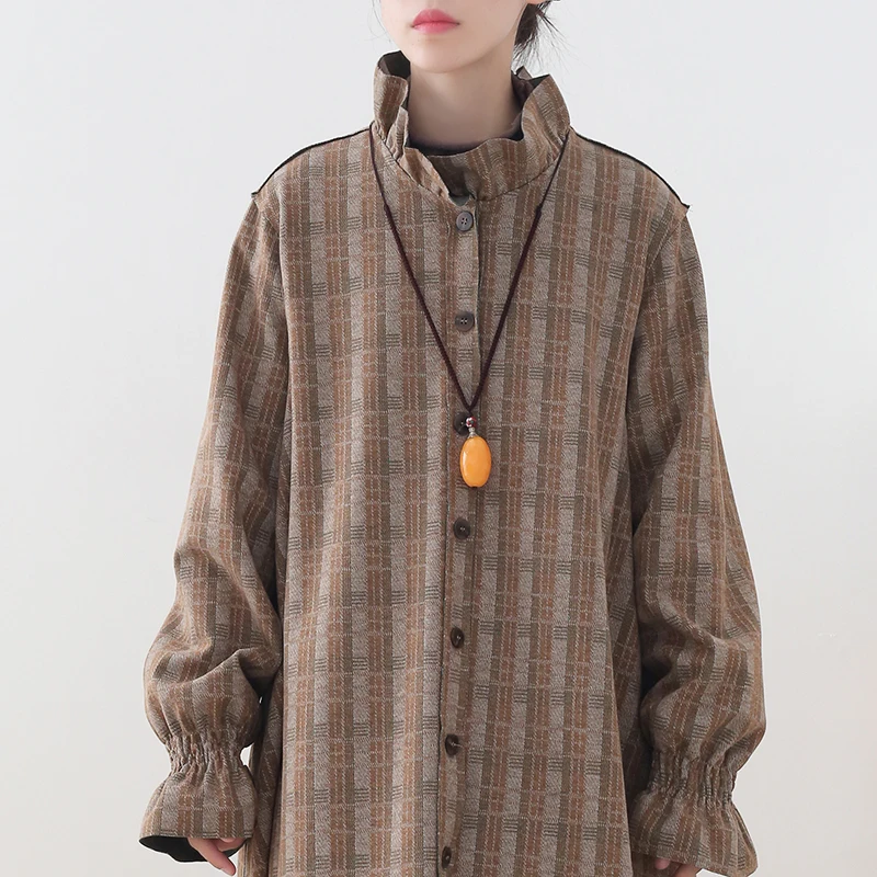 Новый 2020 Для женщин шерстяное пальто утолщенное клетчатое в винтажном стиле с