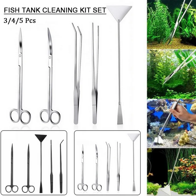 

Aquarium Tank Aquascaping Tools Aquarium Scissor Tweezers Tool Stainless Steel Aquatic Plants Set for Aquarium Maintenance