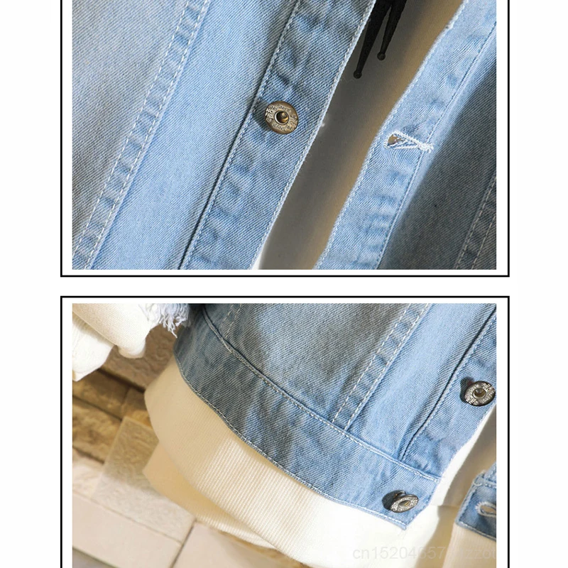 My Boku no Hero Academia Midoriya Izuku Todoroki Shoto Cosplay Costume Denim Jacket Hooded Holes Jeans Unisex Long Sleeves Coat |