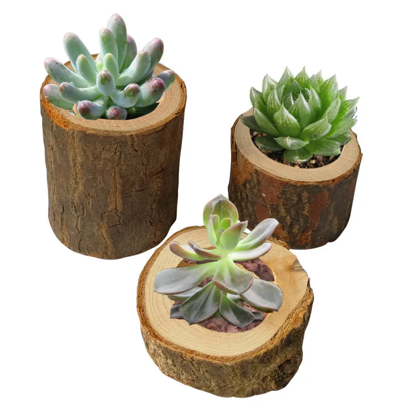 

2020 New Wooden Crafts Candlestick Small Flower Pot Hollow Wooden Stake Design Planter For Succulents Home Decoration Plant Pot