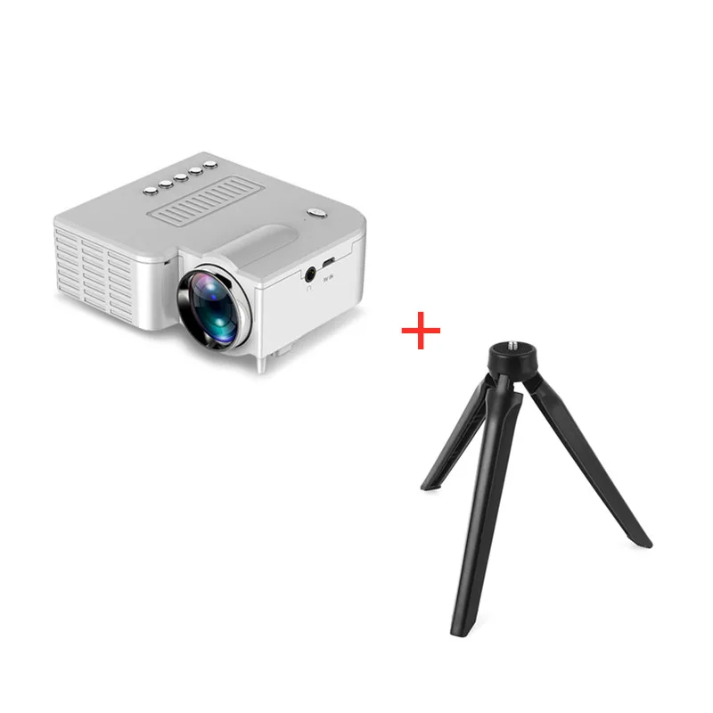 white with holder UNIC UC28CB 1080P Портативный светодиодный проектор для кинотеатра мини-проектор USB/SD/AV вход мини-проектор для развлечений - Цвет: white with holder