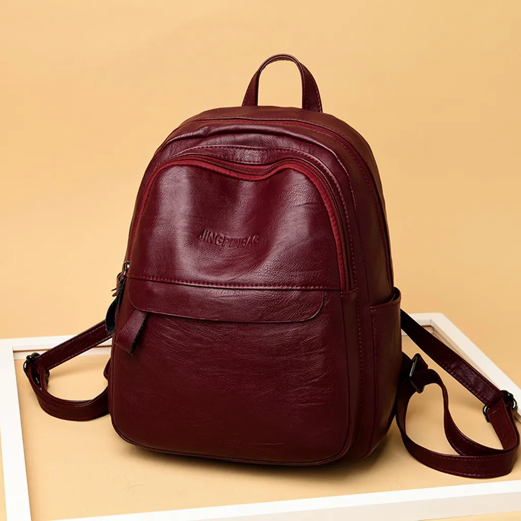 Кожаный рюкзак модный женский уличный однотонный нейлоновый