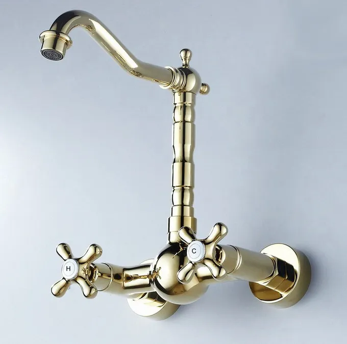 Роскошный золотой цвет латунь ванная комната кухонная раковина смеситель кран