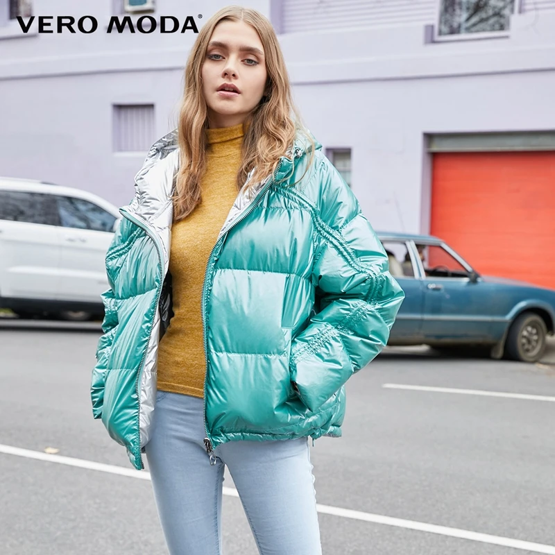 Vero Moda женский глянцевый тканевый Двусторонний пуховик с капюшоном | 319423524