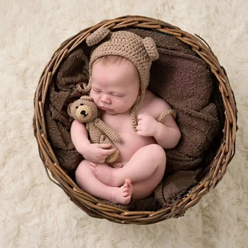 

Newborn Mohair Ear Bear Hat Bonnet Girls Boys Crochet Knit Costumes Caps Cap Costume Photography Props Accessorie Baby Souvenirs