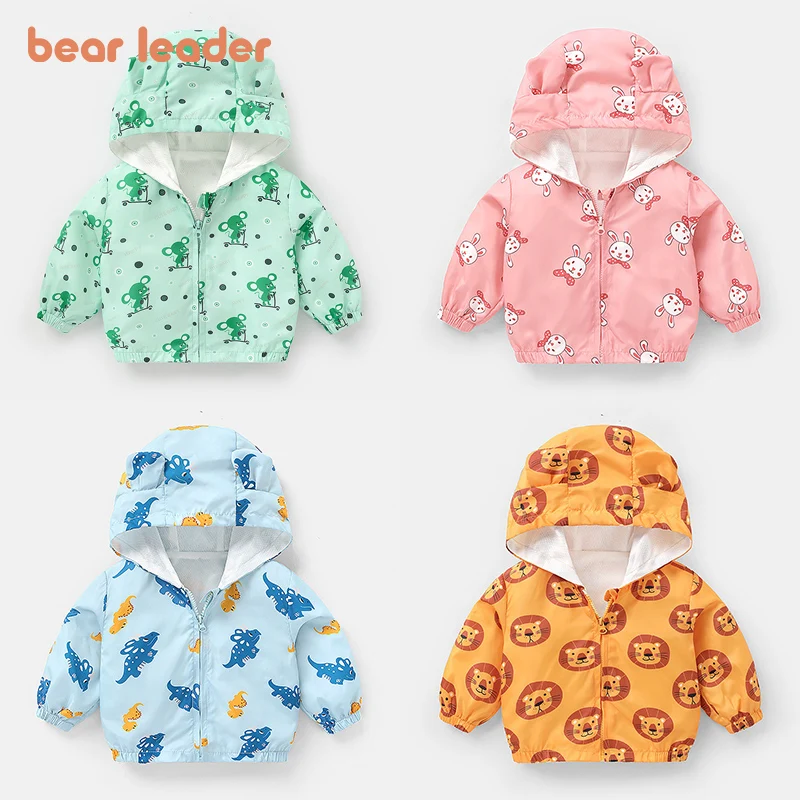 

Bear Leader Kids Boys Autumn Cartoon Animals Dinosaur Jackets Fashion Newborn Girls Baby Cute Hooded Coats Children Outerwear