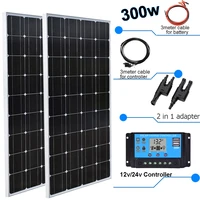 300w solar panel kit 12v glass monocrystalline car rv boat camper vans 12v24v battery charger home outdoor travel system 1000w