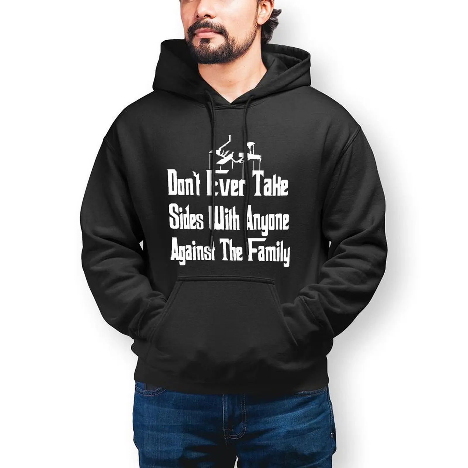 

The Godfather Hoodie Popular Long Length Cotton Hoodies Mens Warm Streetwear Pullover Hoodie X