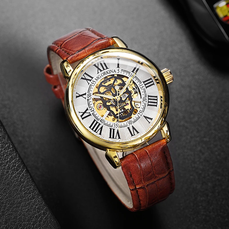 3D череп дизайн римская цифра стимпанк серии ободок золотые часы Скелетон мужские