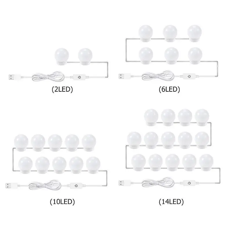 6/10/14 шт. светодиодный косметическое зеркало для макияжа Светодиодный лампочки