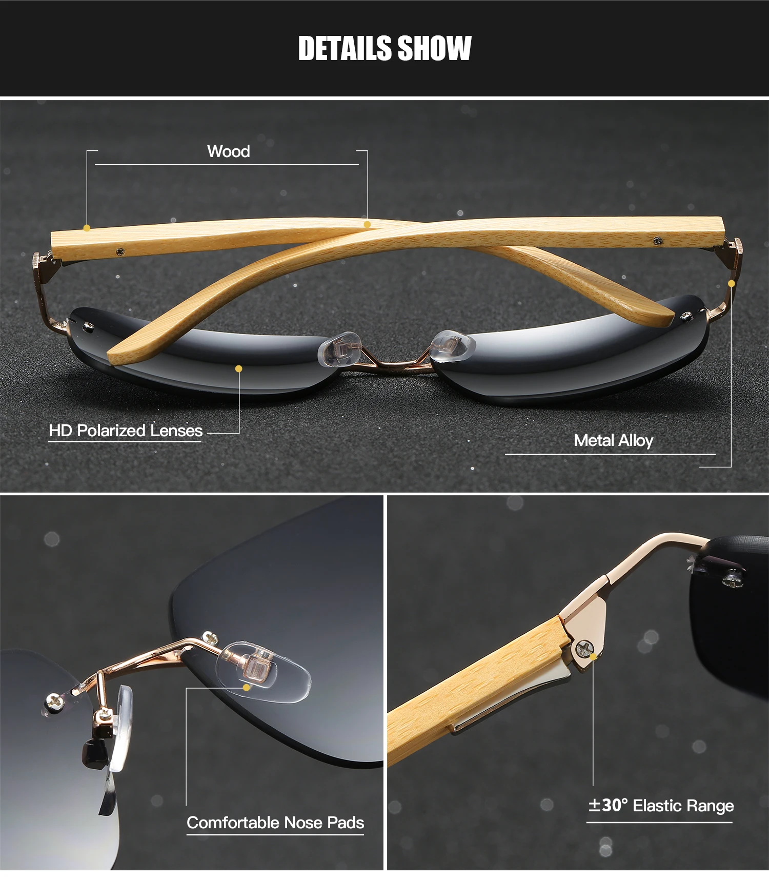 RoyalHot Men Women Bamboo Wooden Rectangle Square Frame Sunglasses Driving Sun Glasses Shades Oculos masculino Male 900127 | Аксессуары