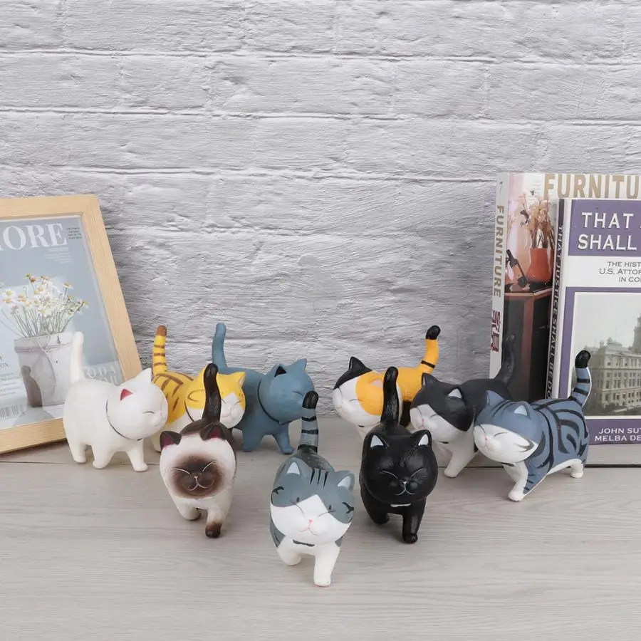 Мини фигурка мультяшного кота 9 шт. милый котенок фигурки животных куклы игрушка