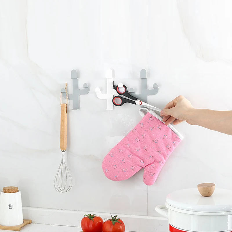 1/2pcs Cactus Shaped Hooks Self Adhesive Clothing Display Racks Key Holder Wall Hook Coat Hanger Cap Room Decor Show | Дом и сад