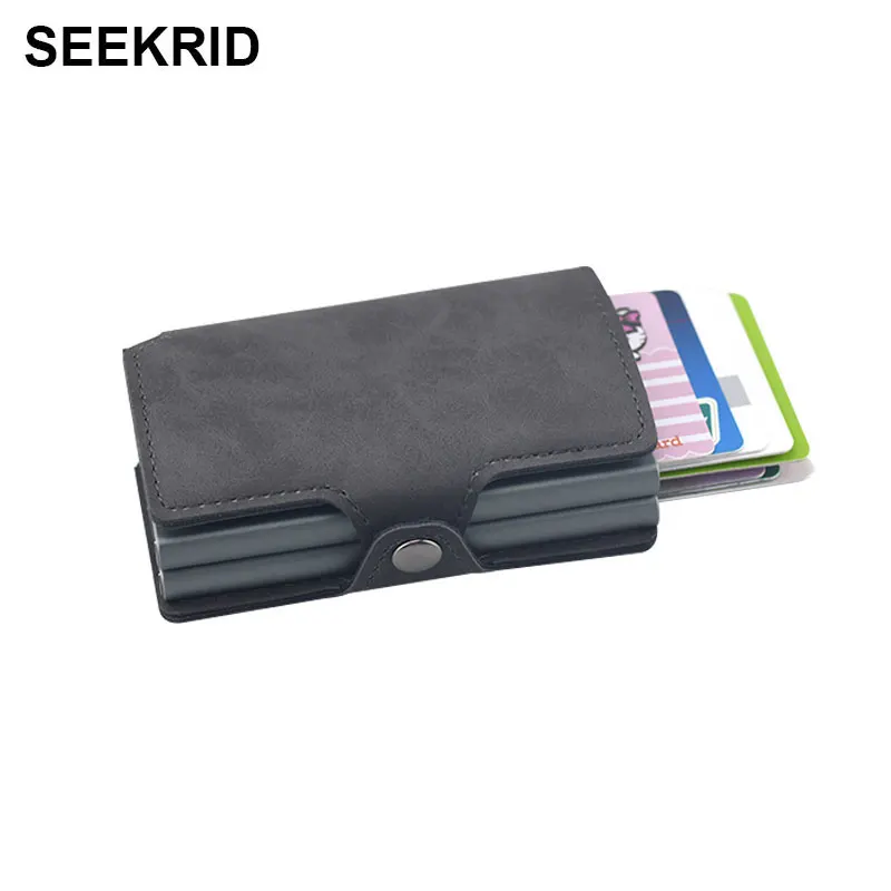 SEEKRID Винтаж Твин алюминиевый держатель для карт с функцией блокировки RFID ID