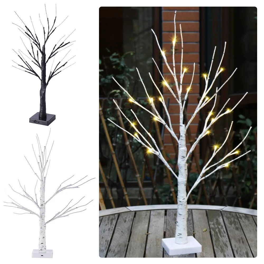 

LED Birch Tree Light Halloween Hanging Ornaments Tree Halloween Decorations For Home Party Supplies Battery Operated Table Decor