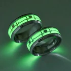 Светящиеся кольца в темноте для мужчин и женщин, обручальные браслеты из нержавеющей стали с флуоресцентным свечением пульса, подарочные аксессуары