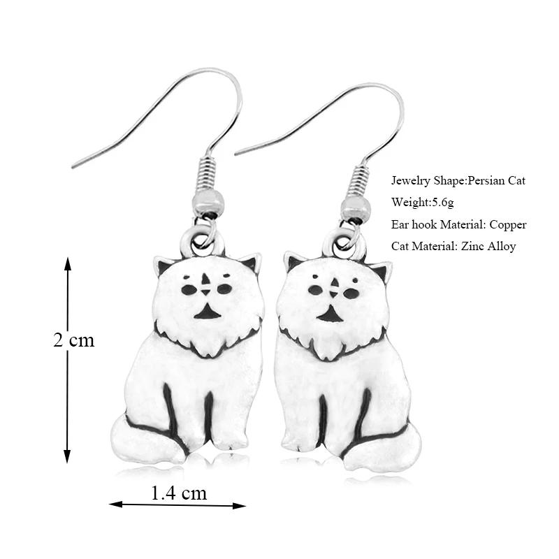 Милые персидские висячие серьги в виде кота большие длинные эффектные Висячие