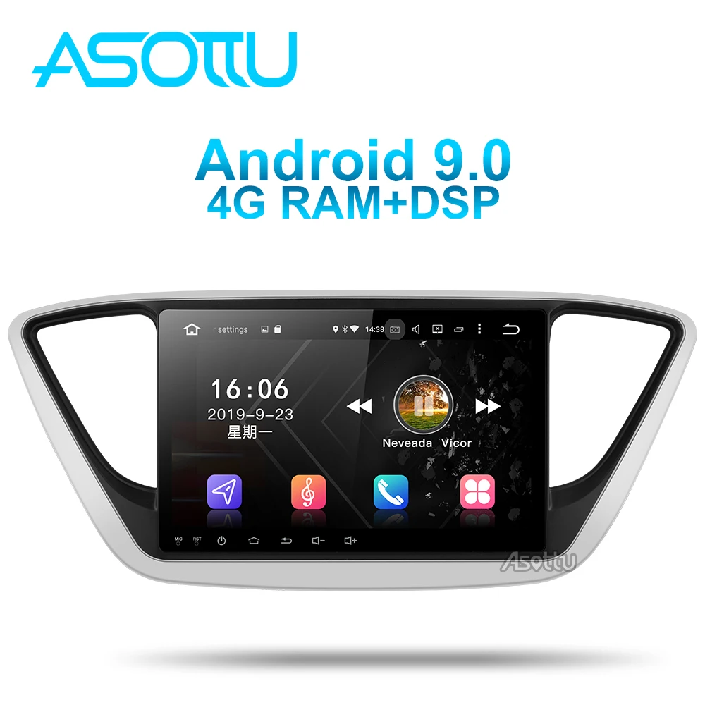 Asottu HY603 android 9 0 PX6 автомобильный DVD для Hyundai Verna solaris 2017 2018 головное устройство