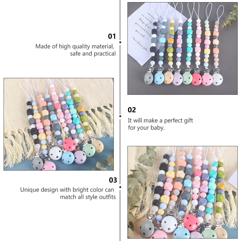 

3pcs Baby Pacifier Chain Beads Pacifier Chain Baby Teeth Chain Clip