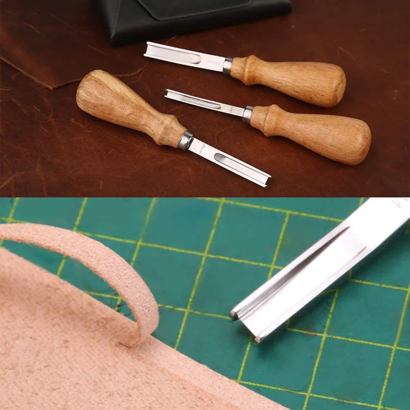 Leather Craft Edge Skiving Beveling Knife with Wood Handle