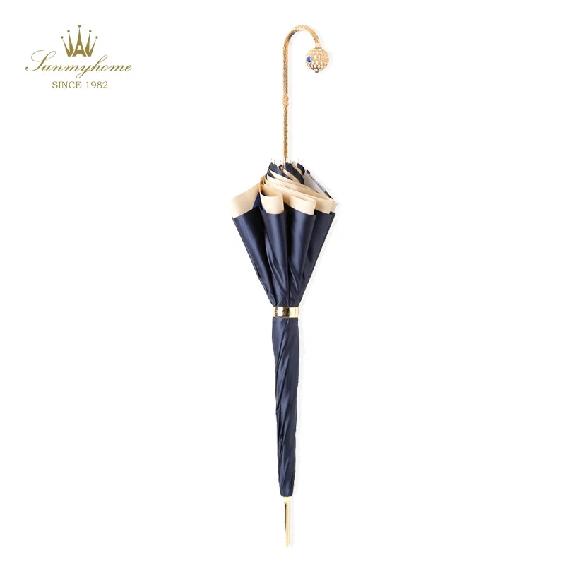 Золотистый двухслойный роскошный зонт для женщин от солнца дождя УФ-Защитный