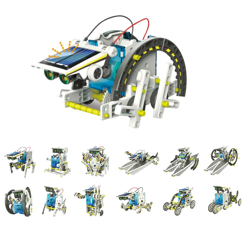 13 In 1 Educational Solar Robot Kit Power DIY Assembled Toy Car Boat Animal Blocks Kids Toys Gift puzzle assembled toys |