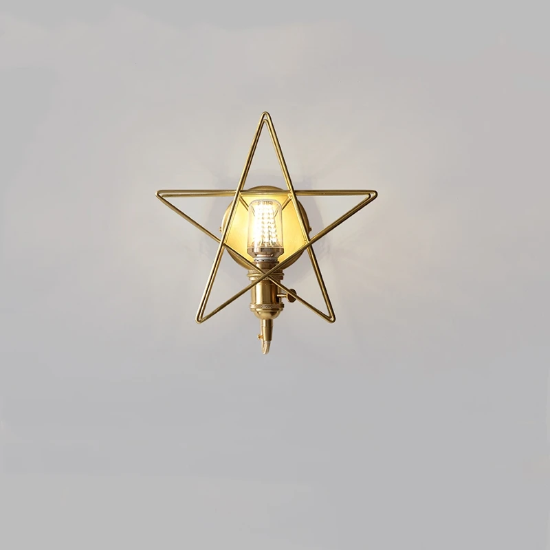 

Nordic Luxury Wall Lamps Creative Copper Star Balcony Aisle Decor Wall Sconce Lamp Bathroom Living Room Indoor Lighting Lustre