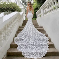 vestido de noiva sexy v neck mermaid lace wedding dresstank sleeve bridal robes satin court train bride dresses