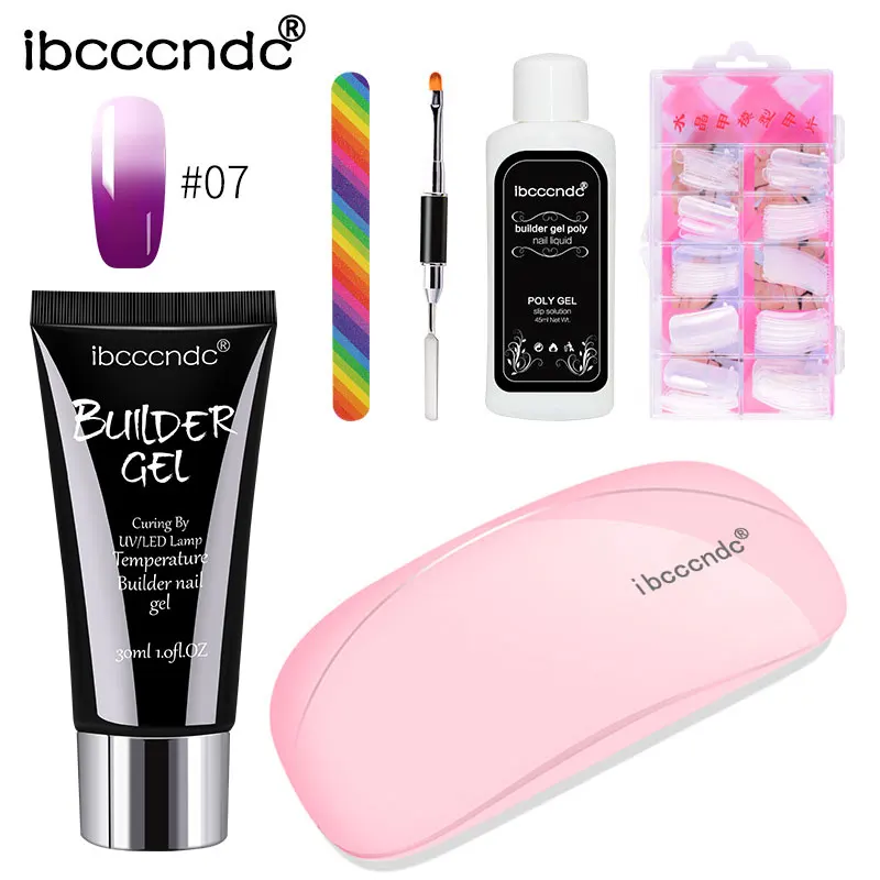 07 30g Poly Gel Kits French Nail Art Temperature Color Change Gel Nail Tip Form Crystal UV Gel Polygel Slice Brush Slip Solution - Цвет: 07