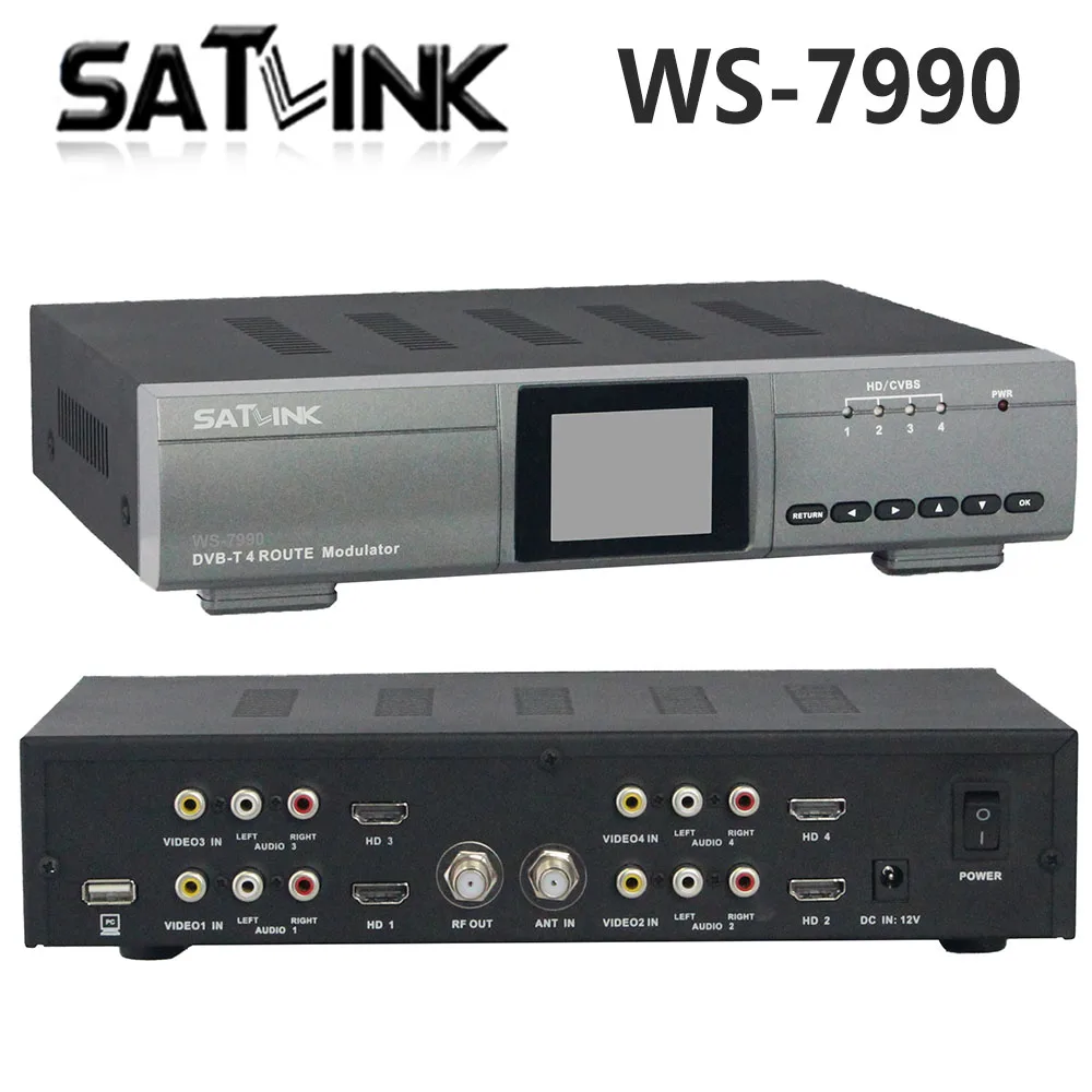 Satlink WS-7990 4 Route DVB-T модулятор AV HD H.264 кодирующий кодирования DVB T RF | Электроника
