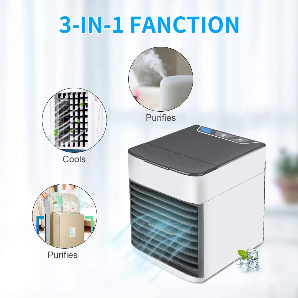 

Air Conditioner USB Portable Mini Cooling Fan With 7 Colors LED Three Gear Mode Water Cooler Humidifier Multifunction Summer