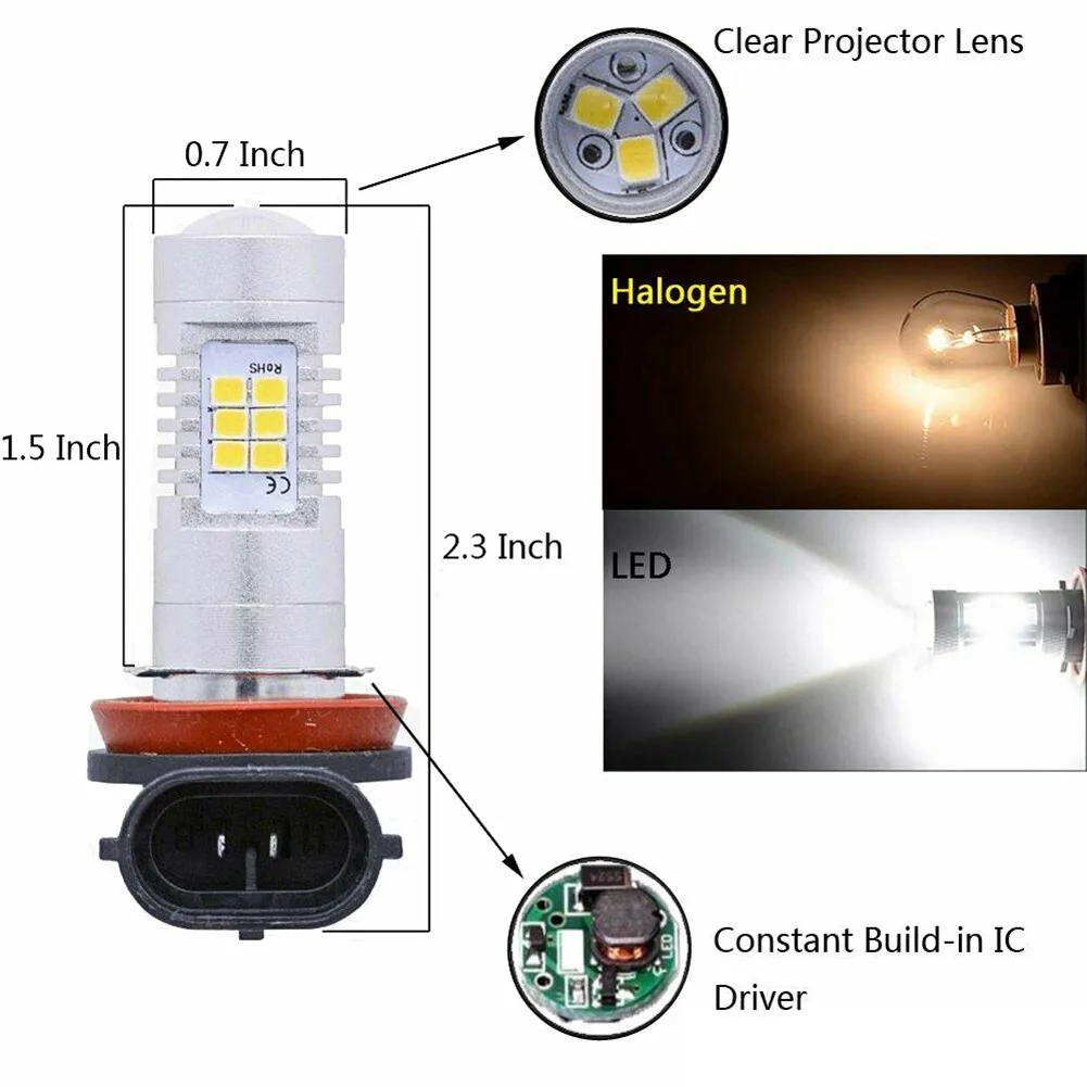 

6000K White Fog Light Bulb Accessories DC 12V H11 High Power LED Lamps