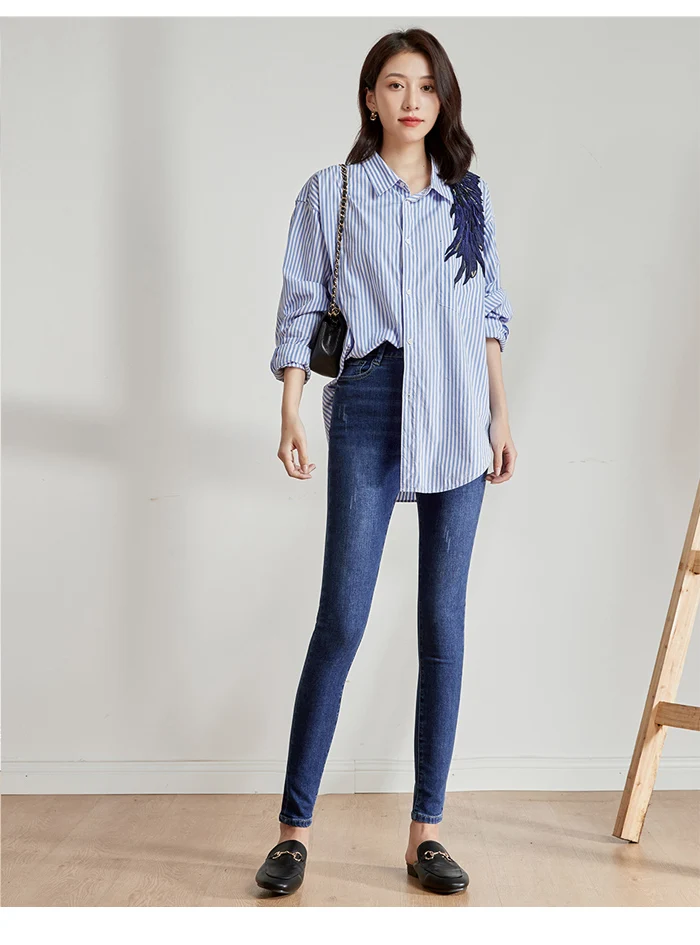 Женские облегающие эластичные джинсы LEIJIJEANS, классические повседневные брюки с высокой посадкой, новая модель 9208 большого размера на осень
