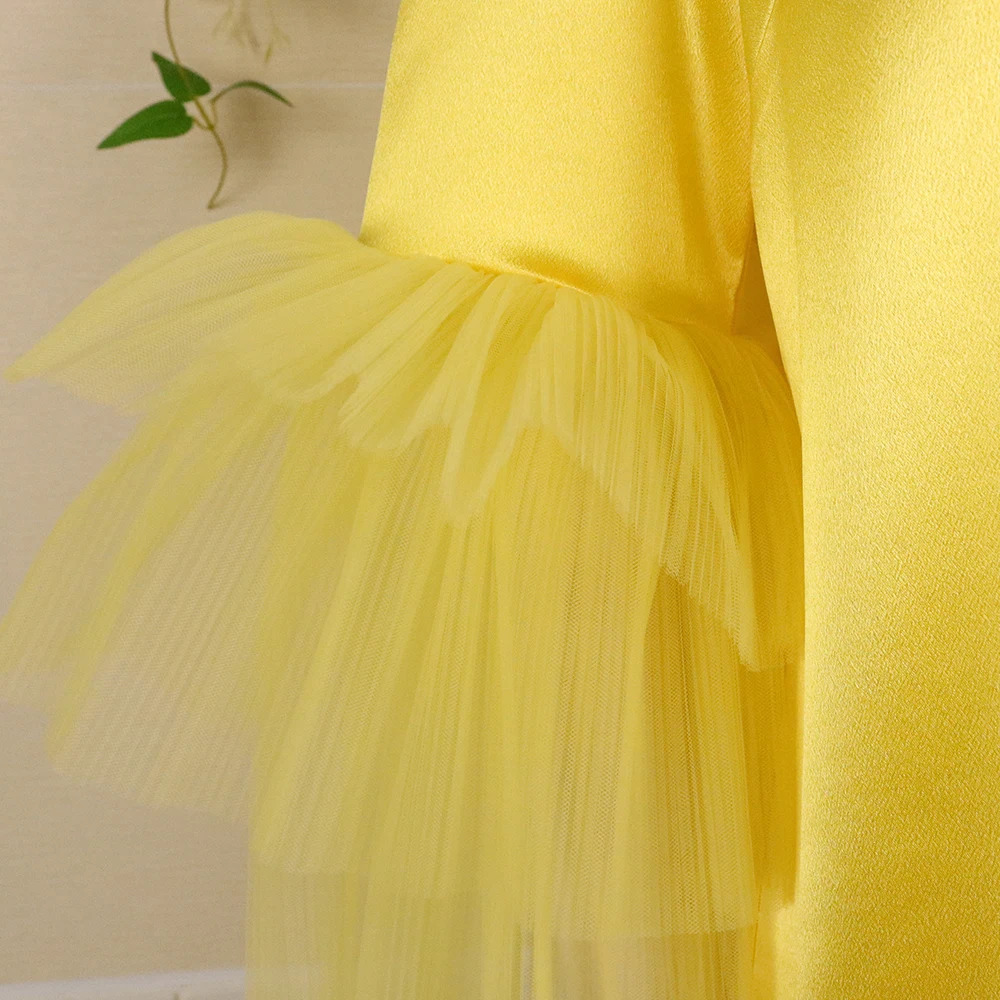 

Women O Neck Dress Patchwork Mesh Sleeves Tulle Plus Size Ladies Female Elegant African Female Fashion XXL Classy Fashion Robes