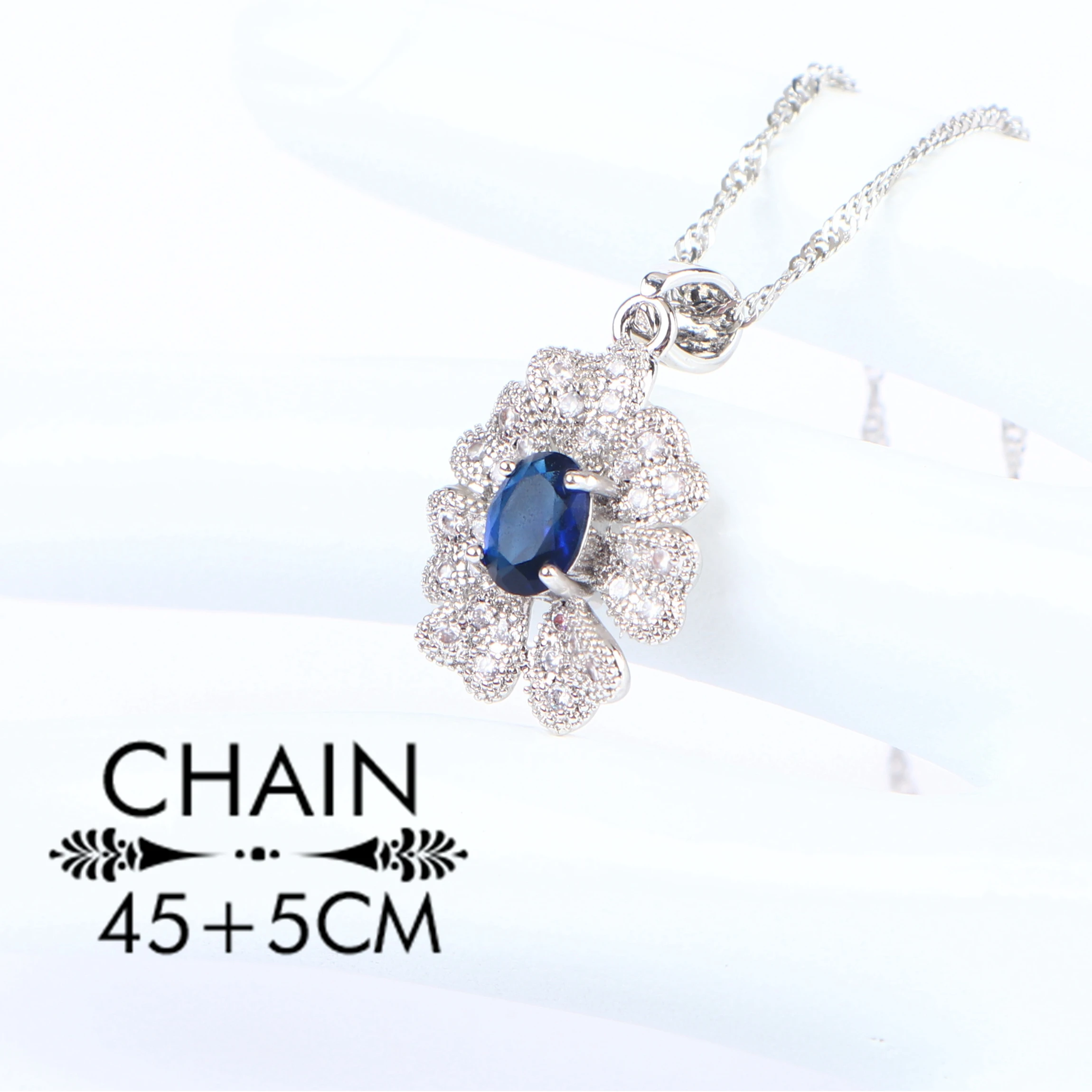 Набор свадебных украшений из серебра 925 пробы с голубым цирконием женский костюм