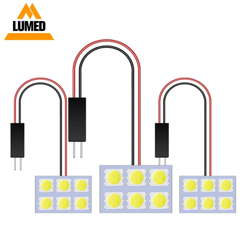 

100 шт., Автомобильные светодиодные лампы T10 W5W BA9S C5W 6, 5050 SMD