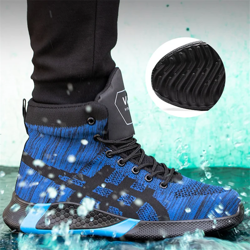 Мужские сетчатые рабочие ботинки роскошная брендовая дышащая обувь со стальным