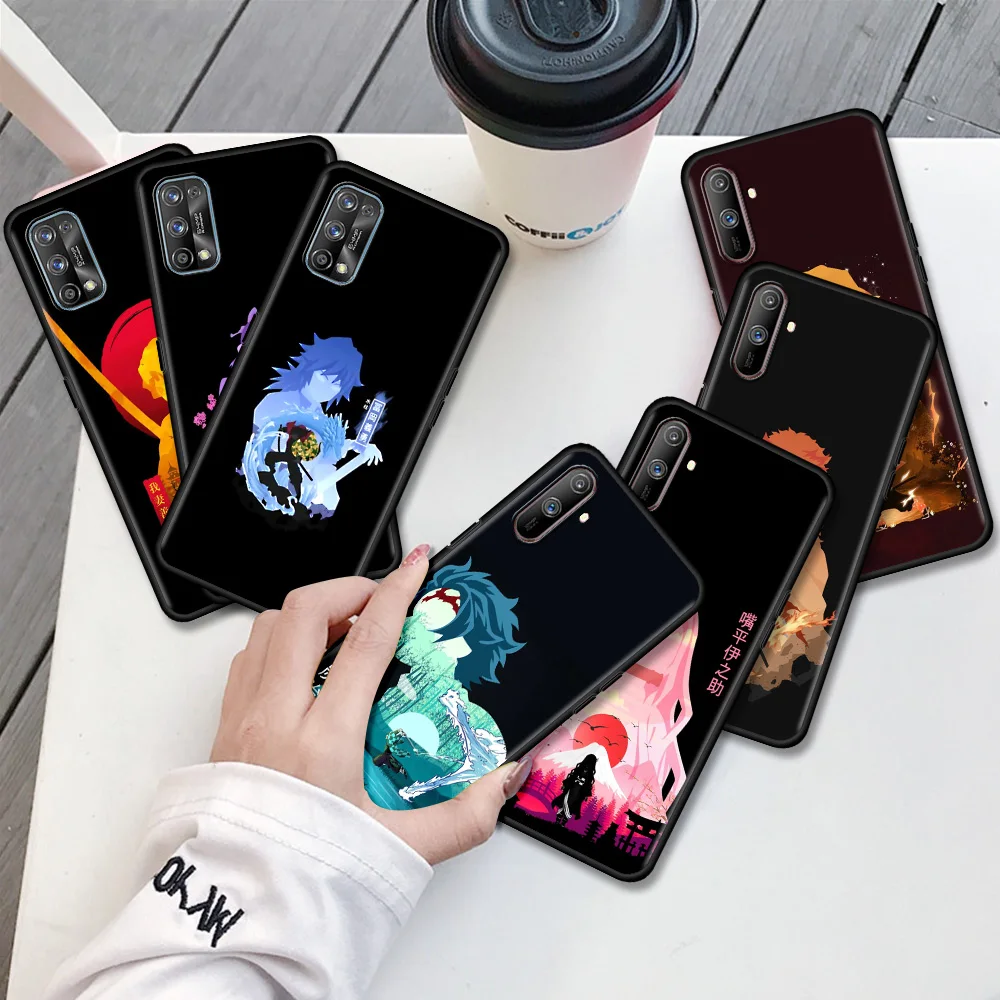 

Silicone Cover For Oppo Realme 8 C21 C3 6 7 Pro A53 XT GT A9 A93 7i 5 A52 Find X2 Lite Soft Phone Case Cartoon Demon Slayer