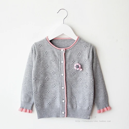 Gray Coat Свитера для девочек, пальто, вязаный кардиган для девочек из хлопка, г., детские осенние блузки для девочек от 1 до 8 лет - Цвет: Gray Coat