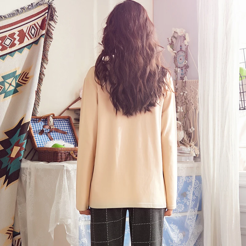 Большие ярды женские пижамные комплекты 100% хлопковая одежда для сна весна осень