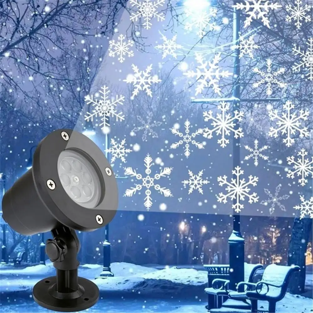 

Christmas Snowflake Laser Light Snowfall Projector 6 LED Moving Snow Outdoor Lawn Laser Projector Lamp For New Year Party Decor