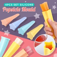 4pcs independent silicone ice cream moulds diy popsicle stick dessert food grade molds kitchen tools summer accessories