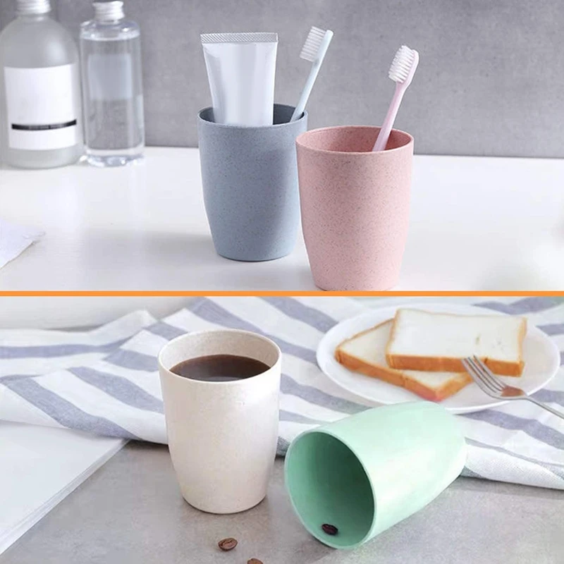 

15 Pack Wheat Straw Drinking Cups,for Kids Adult,12 Oz Reusable Tumblers Stackable Cup for Kitchen,Party,Picnic,Bathroom