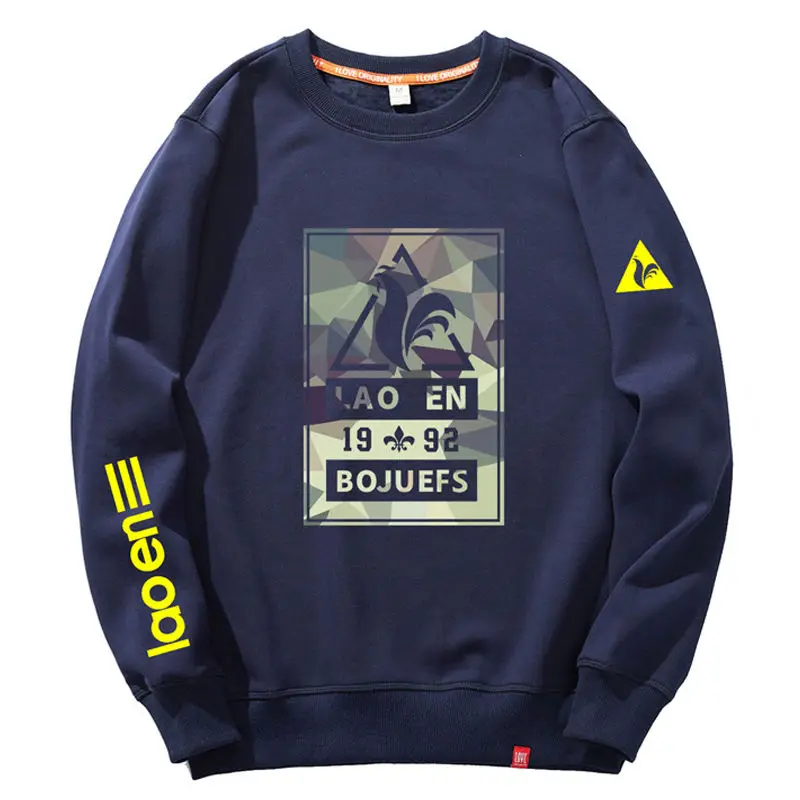 

Men's spring and autumn round neck loose fashion brand Korean casual large size warm and plush