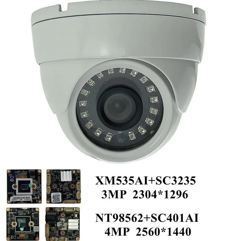 Металлическая потолочная купольная IP камера 4/3 Мп NT98562 + SC401AI 2560*1440 18 светодиодов