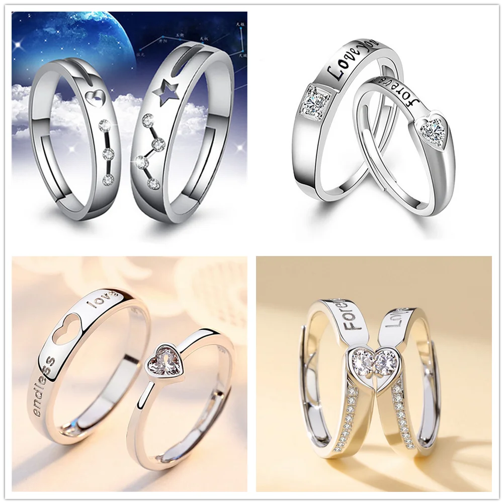 Кольца регулируемые из меди и циркона в форме сердца со стразами|Кольца| |