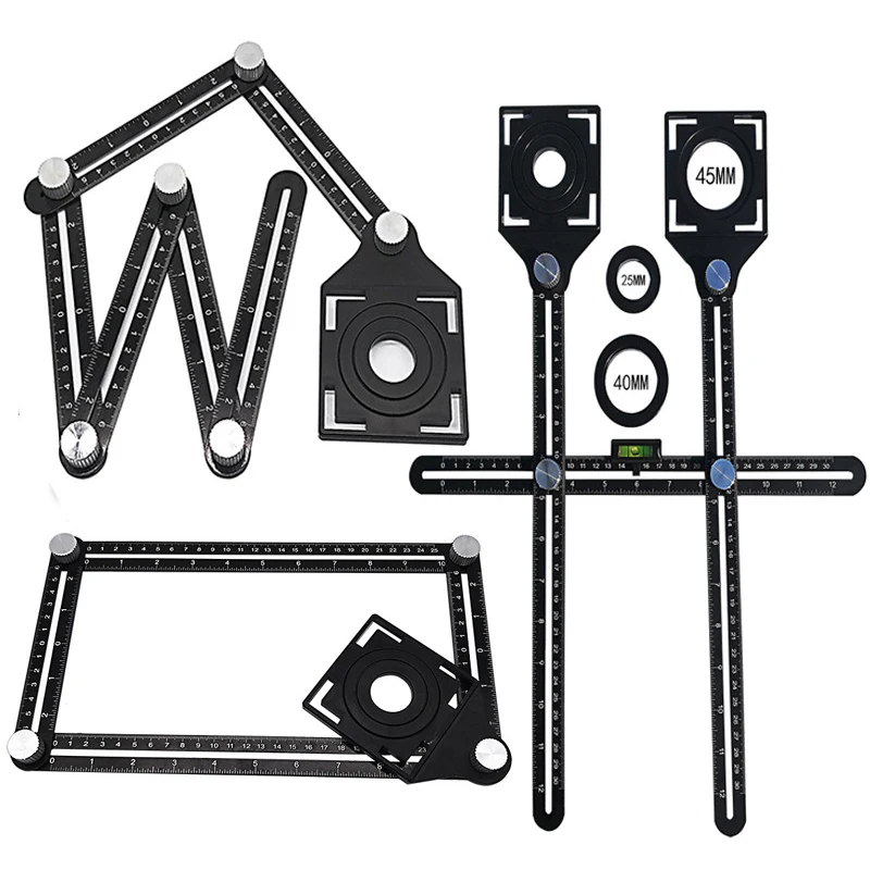 

6-кратное алюминиевого сплава угловой измерительный прибор Finder с измерительной линейкой; Перфорированные шаблон формы инструмент Izer локат...