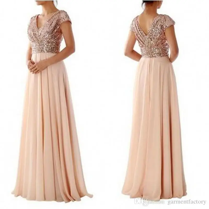 Шифоновое длинное платье подружки невесты с блестками|Платья подруги невесты| |