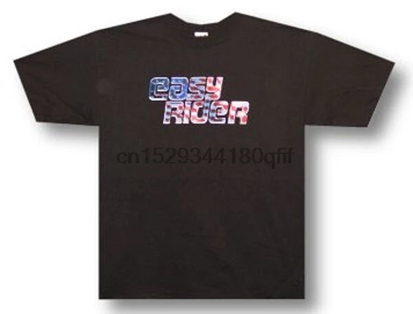 Easy Rider-логотип флага США-Черная футболка |